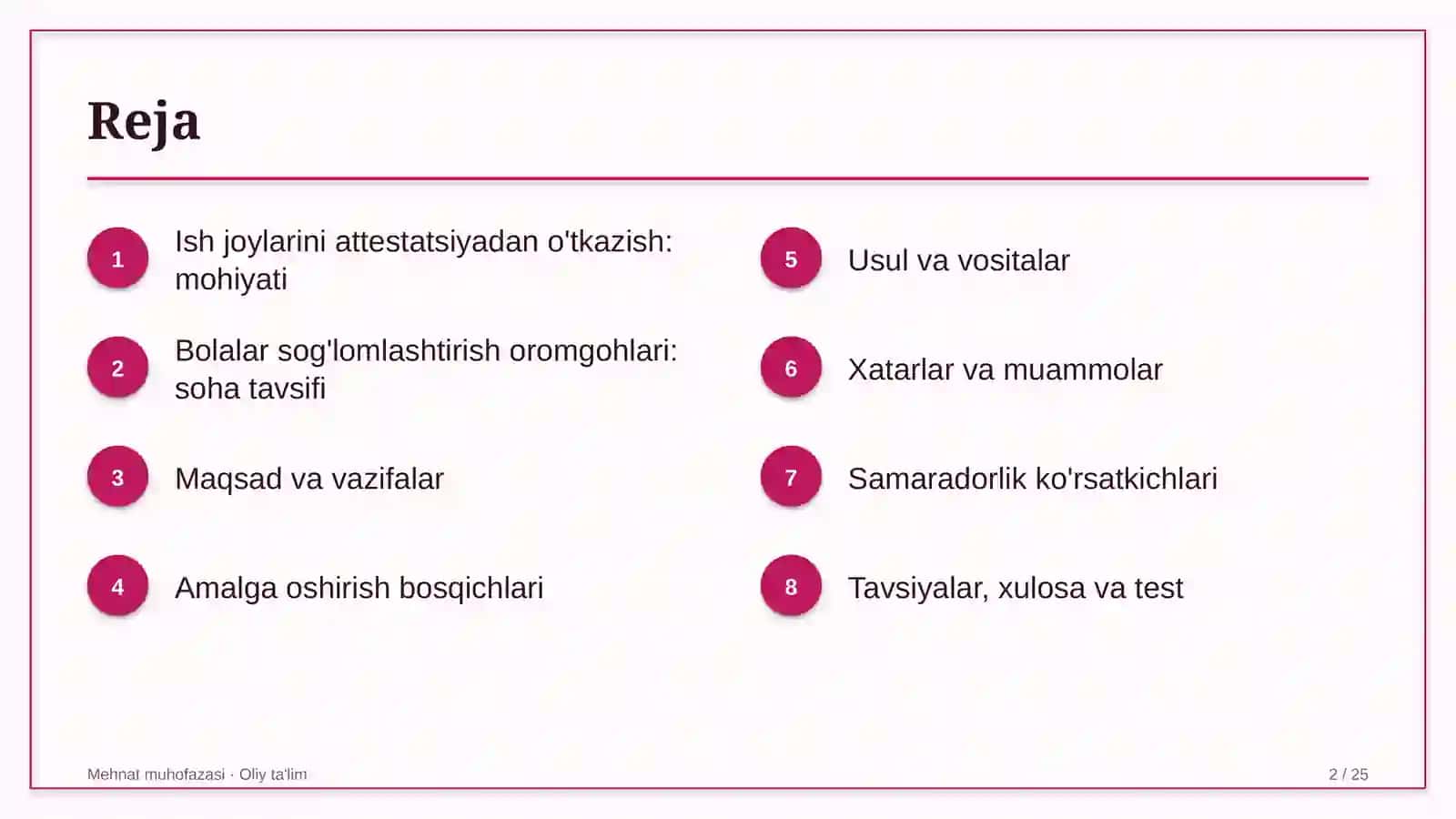 bolalar sog'lomlashtirish oromgohlarida ish joylarini attestatsiyadan o'tkazish 4592 2