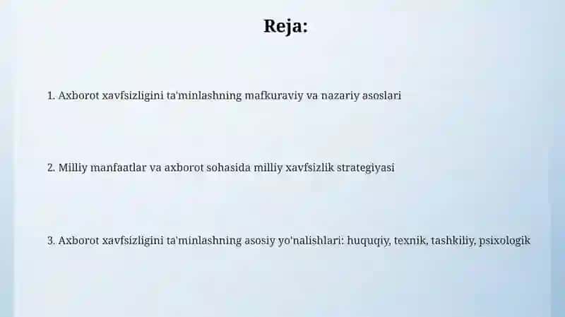 Axborot xavfsizligini taminlashning g'oyaviy nazariy asoslari 2