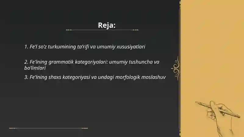 Fe'l soʻz turkumiga xos grammatik kategoriyalar 2
