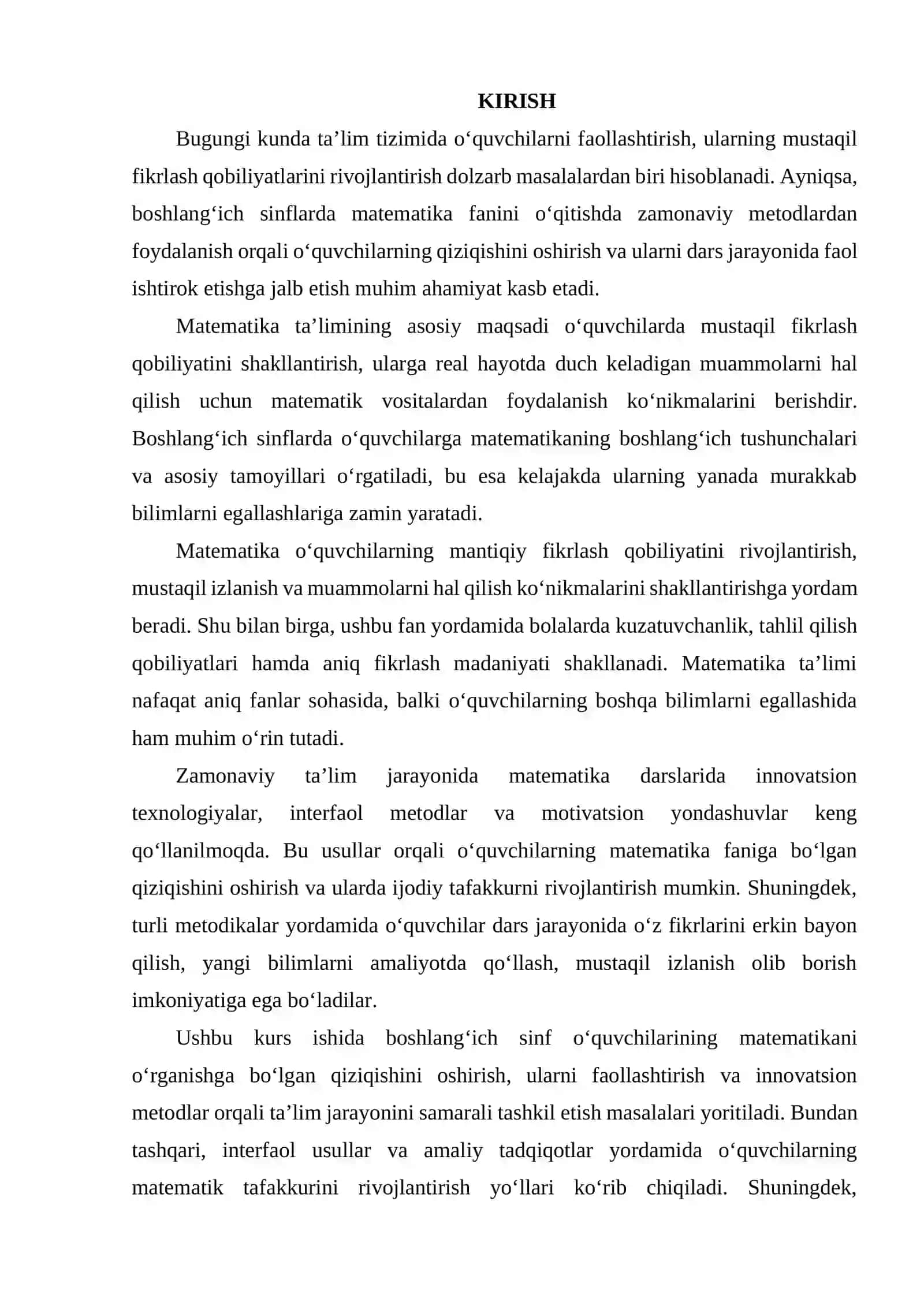 BOSHLANG‘ICH SINFDA MATEMATIKANI O‘QITISH JARAYONIDA O‘QUVCHILARNI FAOLLASHTIRISH USULLARI 2