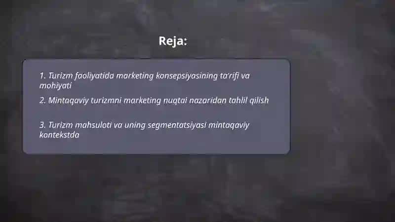Mintaqaviy turizm faoliyatida marketing konsepsiyasi 2