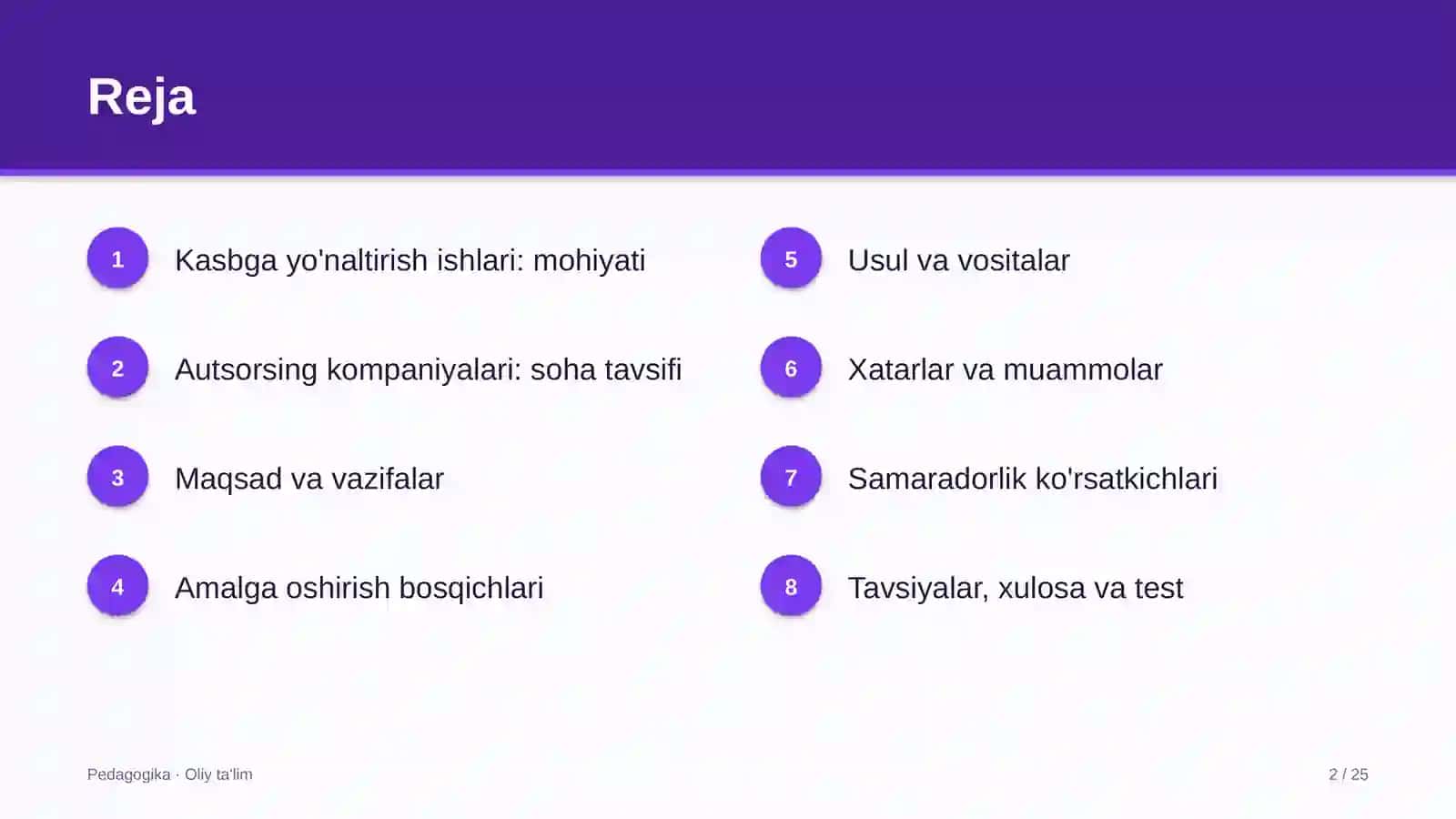 Autsorsing kompaniyalarida kasbga yo'naltirish ishlari 2
