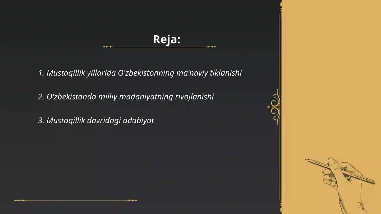 Mustaqillik yillarida O'zbekistondagi ma'naviy va madaniy taraqqiyot 2
