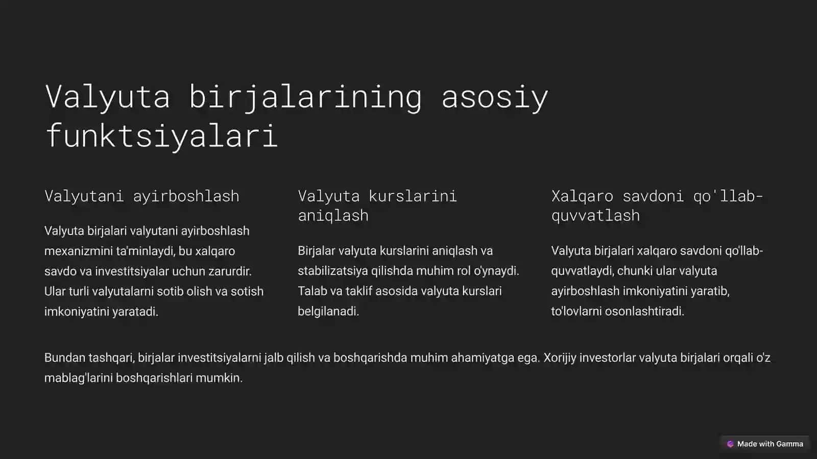 Valyuta birjalari faoliyati 2