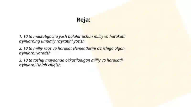 Maktabgacha Yoshdagi Bolalarga Oʻrgatilgan Milliy va Harakatli Oʻyinlar 2
