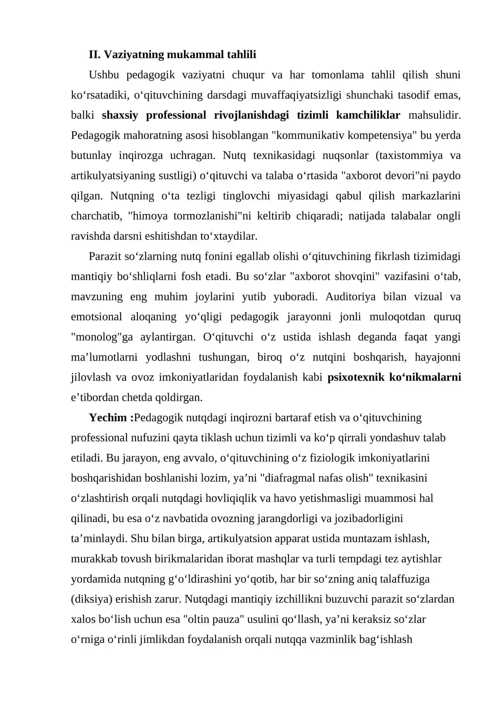 Nutq texnikasi va madaniyati. O‘z-o‘zini tarbiyalash va o‘z ustida ishlash pedagogik mahoratning asosiy sharti sifatida 2