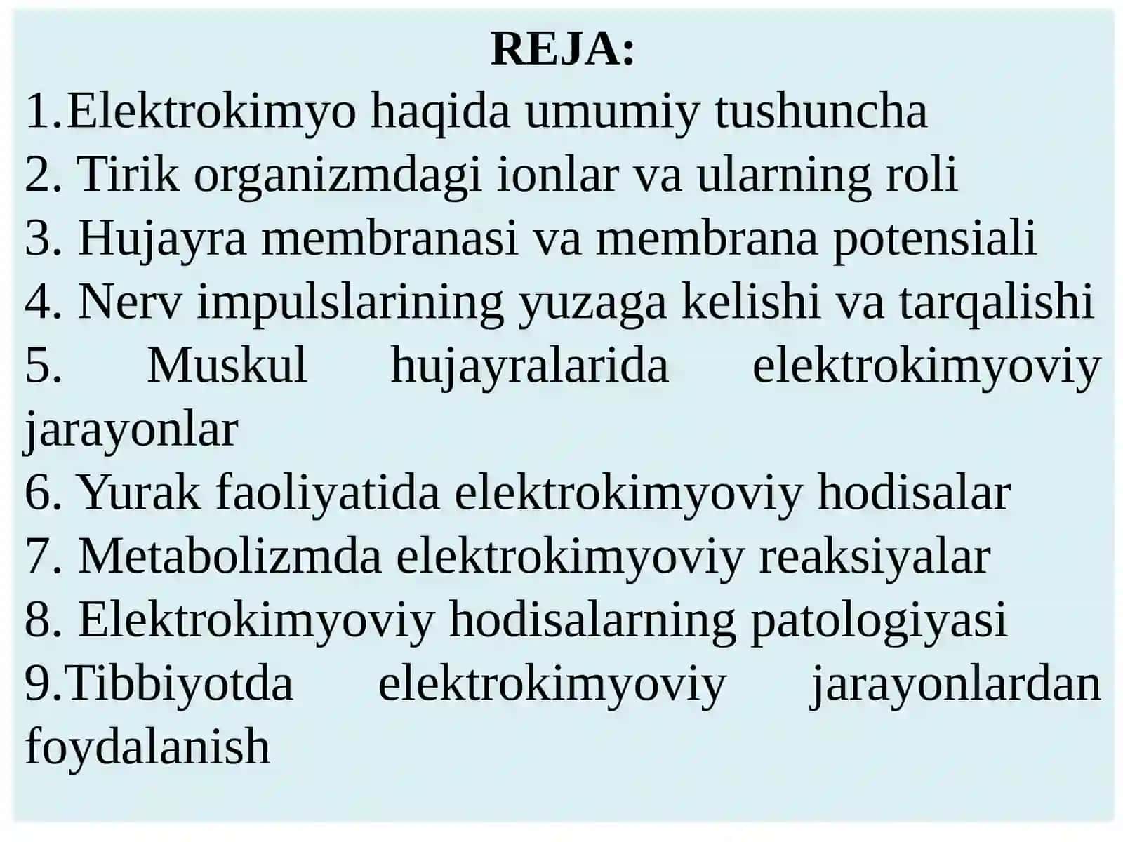 Elektrokimyo. Organizmdagi Elektrokimyoviy Hodisalar 2