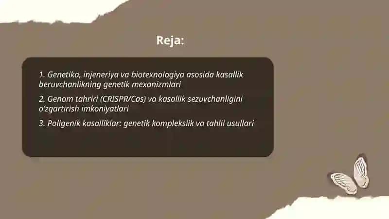 Ginitika enjiriya va biya tixnalogiya kasallik beromhatigiya va uning ginitikasi 2