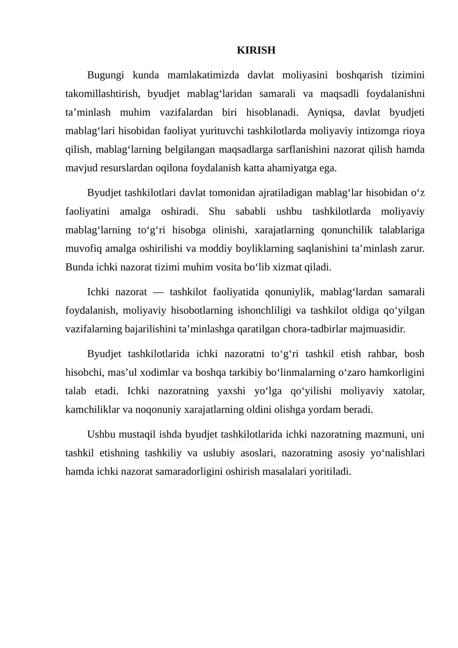 Byudjet Tashkilotlarida IchkI Nazoratni Tashkil Etishning Tashkiliy-Uslubi IsHlari 2