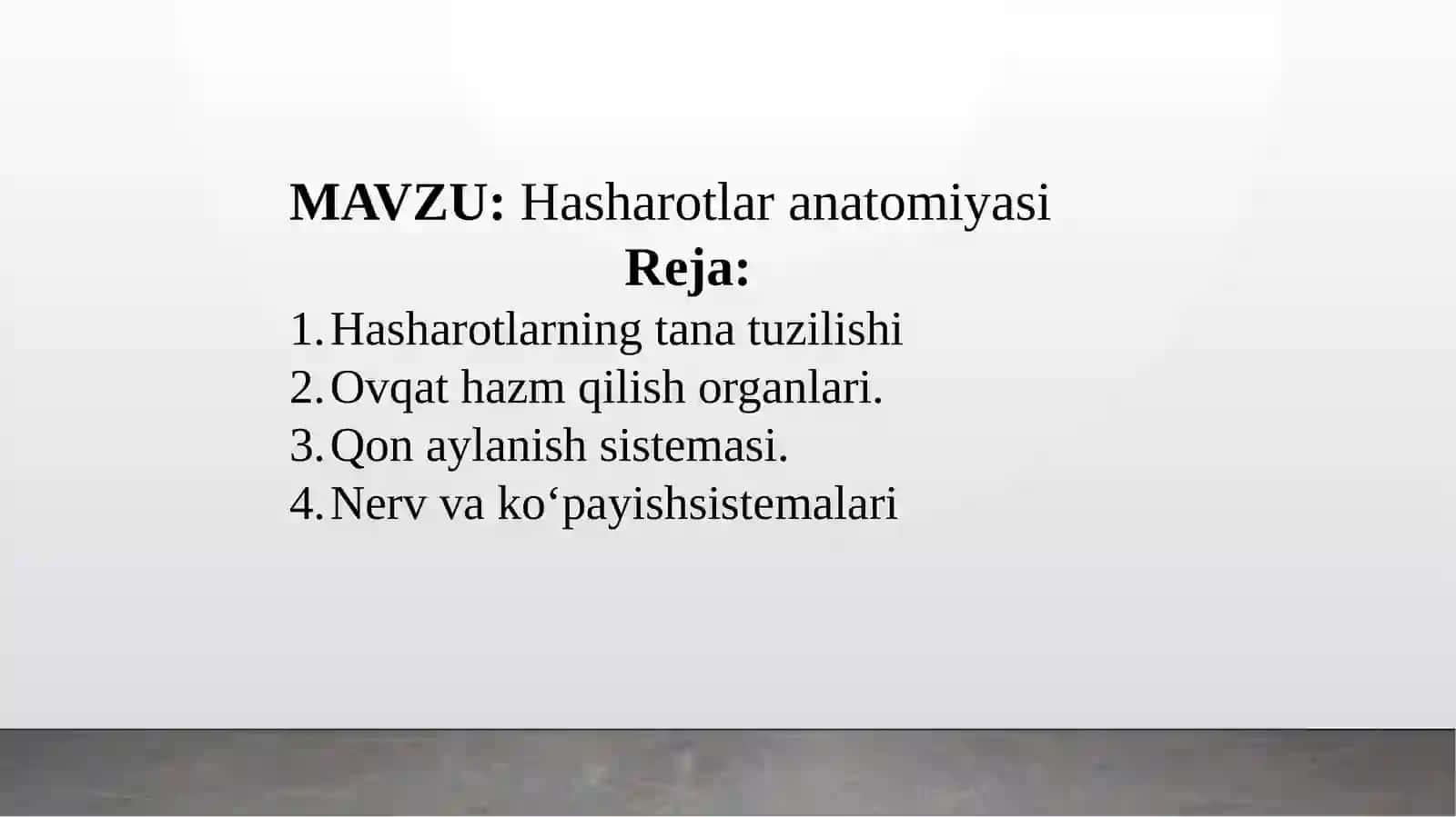 Hasharotlar anatomiyasi 2