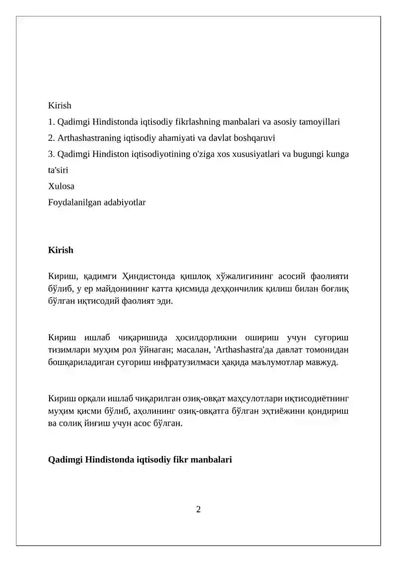 Qadimgi hindistondagi iqtisodiyot g’oyalari 2
