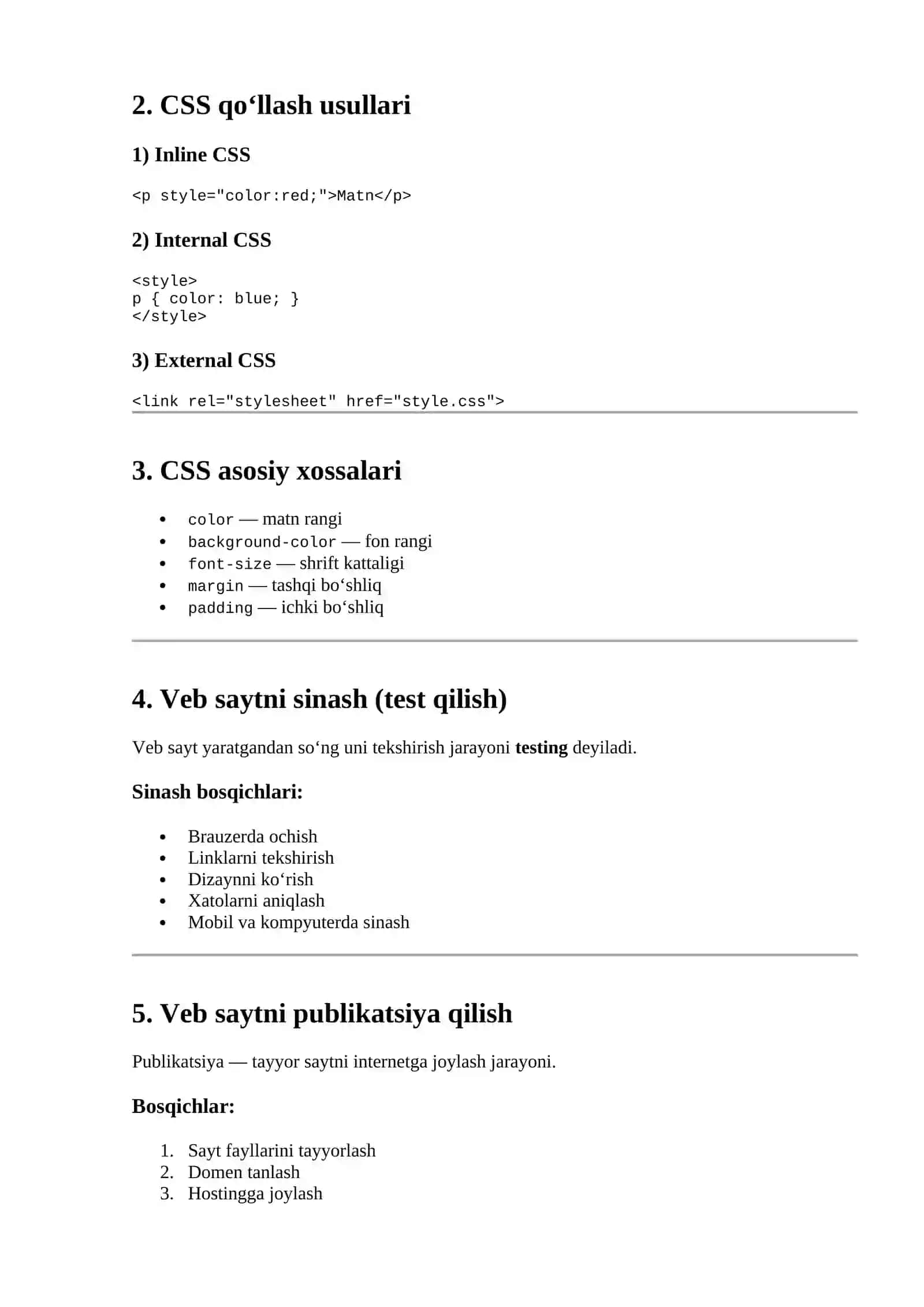 Stil jadvallari (CSS) nima? 2