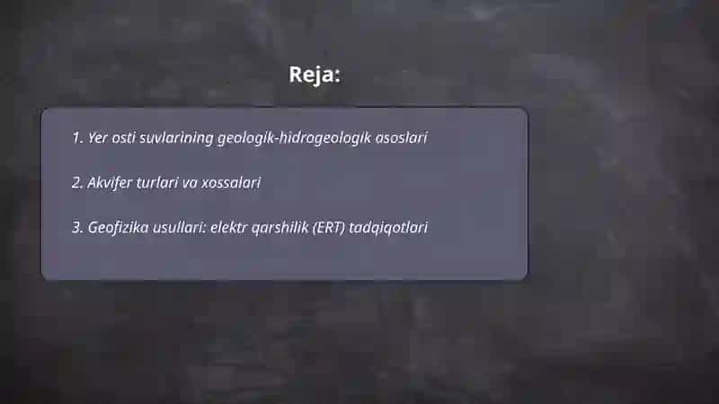Yer osti suvlarini qidirish va razvedka qilish 2