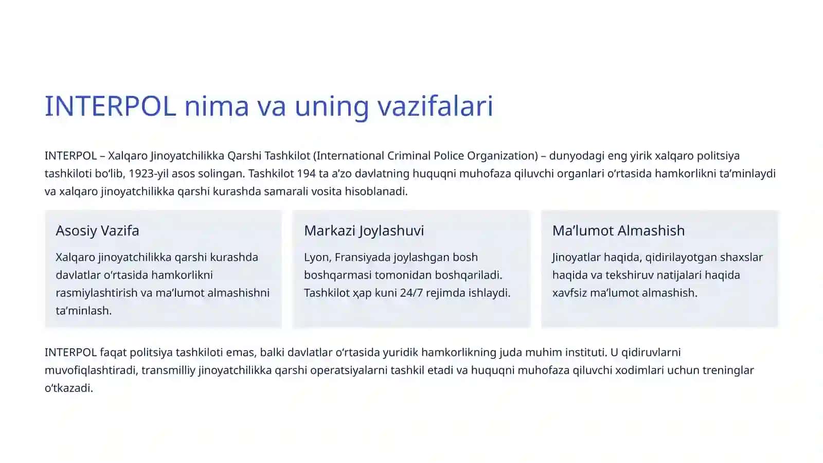 INTERPOL: Xalqaro Jinoyatchilikka Qarshi Hamkorlik Tarmogʻi 2