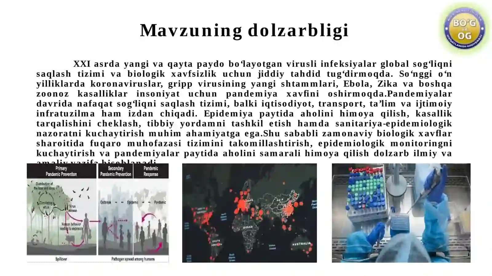 Zamonaviy biologik xavflar va pandemiyalar sharoitida fuqaro muhofazasi tizimi 2