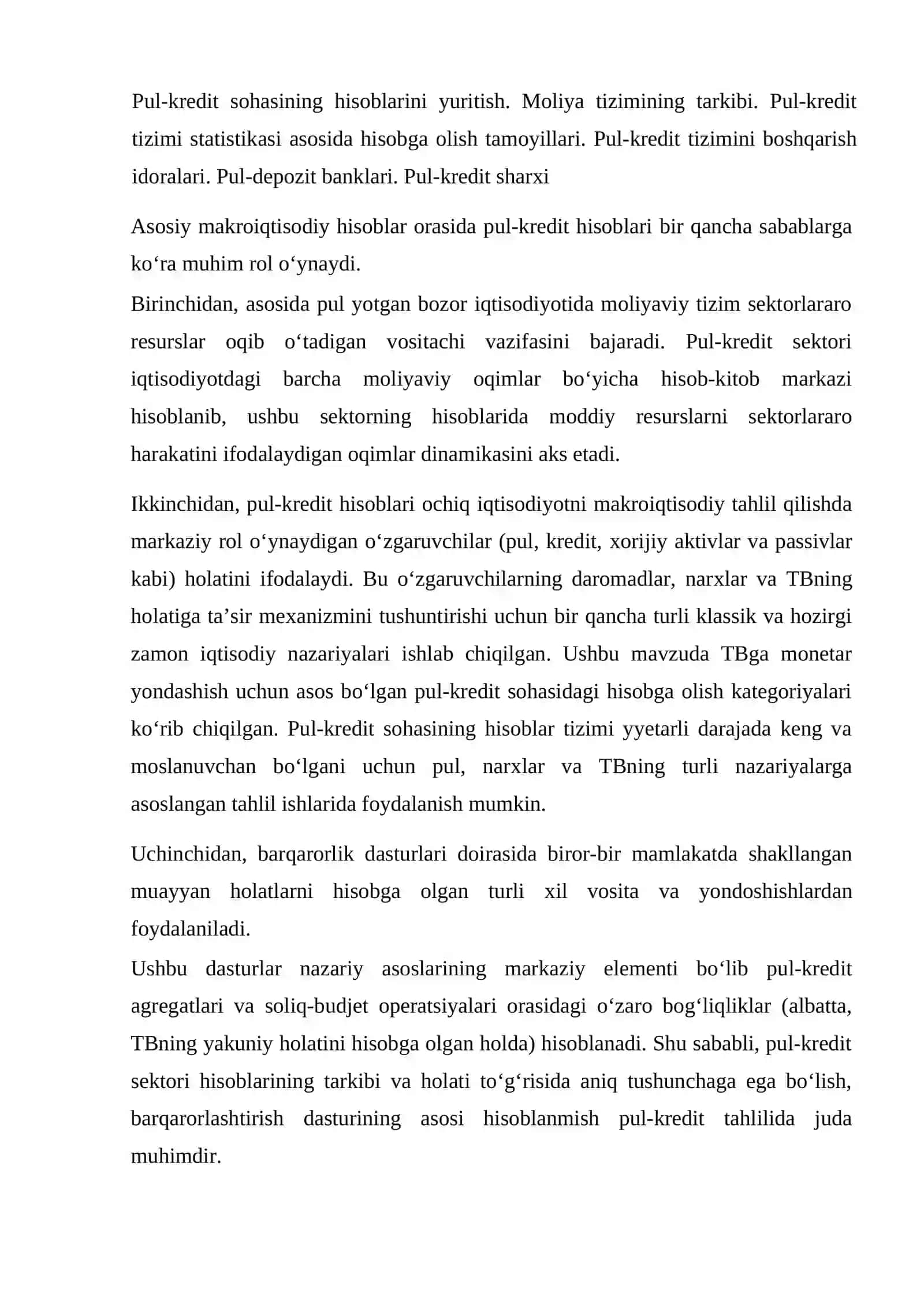 Pul-kredit sektori tahlili va bashorati 2