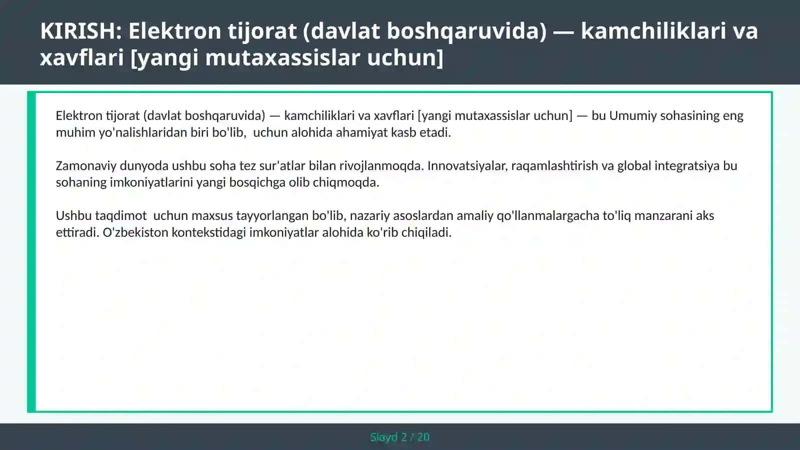 Elektron tijorat (davlat boshqaruvida) — kamchiliklari va xavflari [yangi mutaxassislar uchun] 2