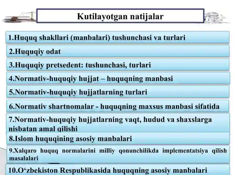 HUQUQ SHAKLLARI (MANBALARI) 2