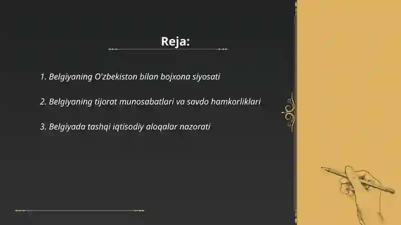 Belgiya bojxona siyosati Oʻzbekiston bilan tashqi iqtisodiy aloqalari tahlili 2