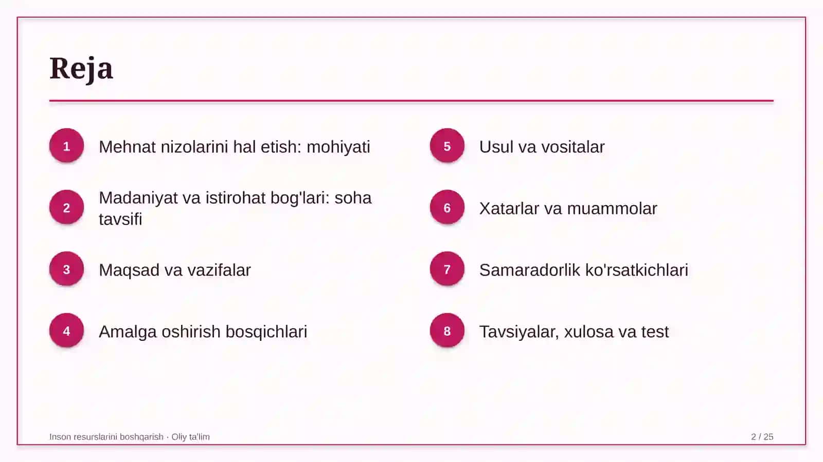 Madaniyat va istirohat bog'larida mehnat nizolarini hal etish 2