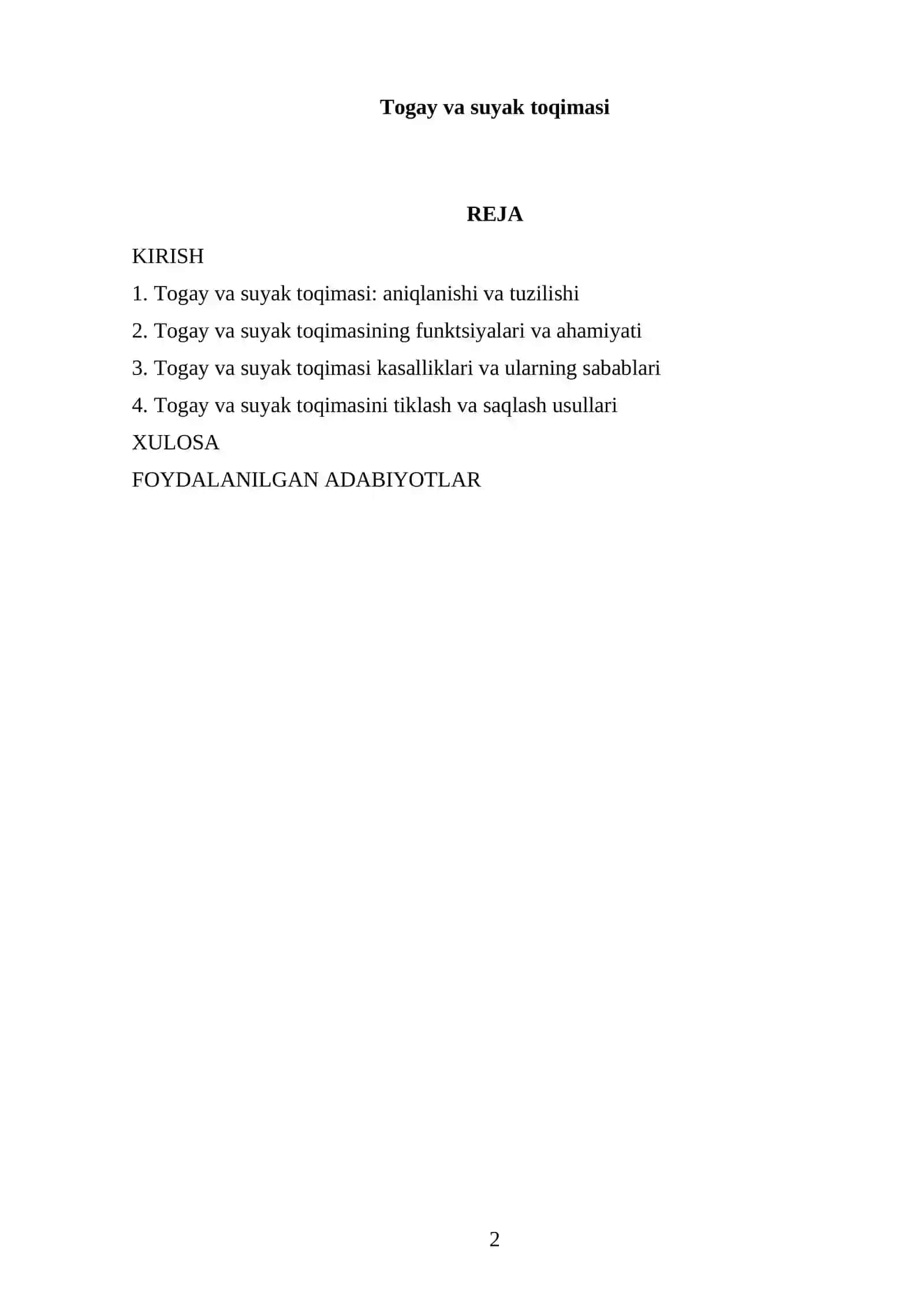 Togay va suyak toqimasi 2