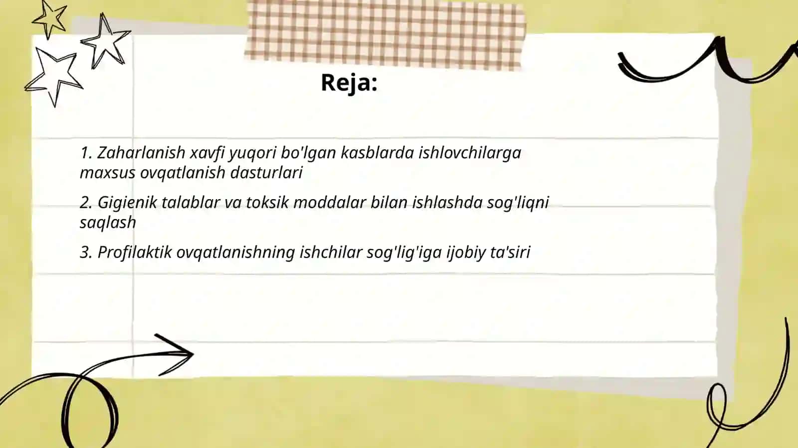 Zaharlanish xavfi yuqori bo'lgan kasblarda ishlovchilarga maxsus ovqatlanish dasturlari 2