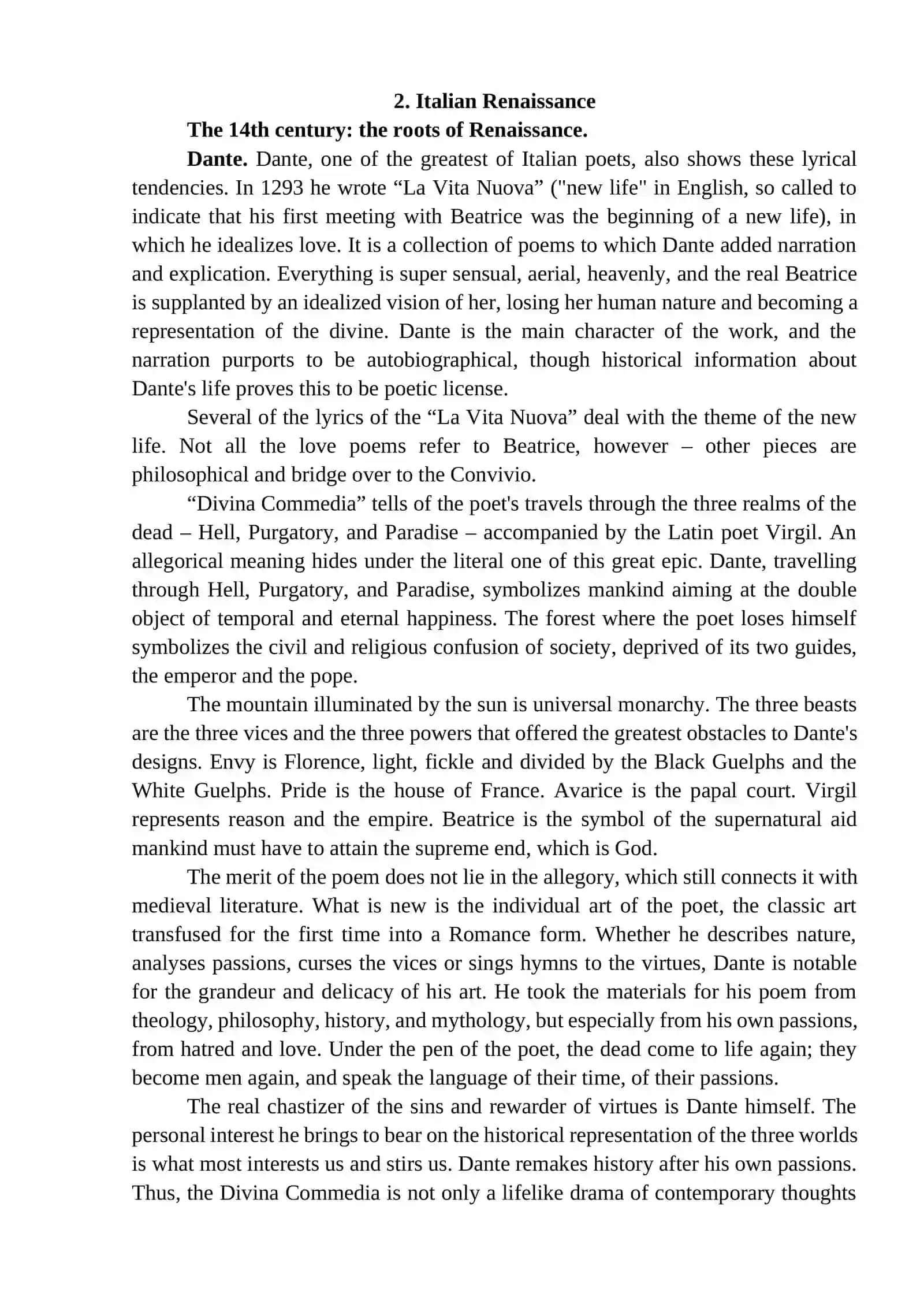 LECTURE 3. LITERARY RENAISSANCE: ITALY, SPAIN, FRANCE, ENGLAND 2