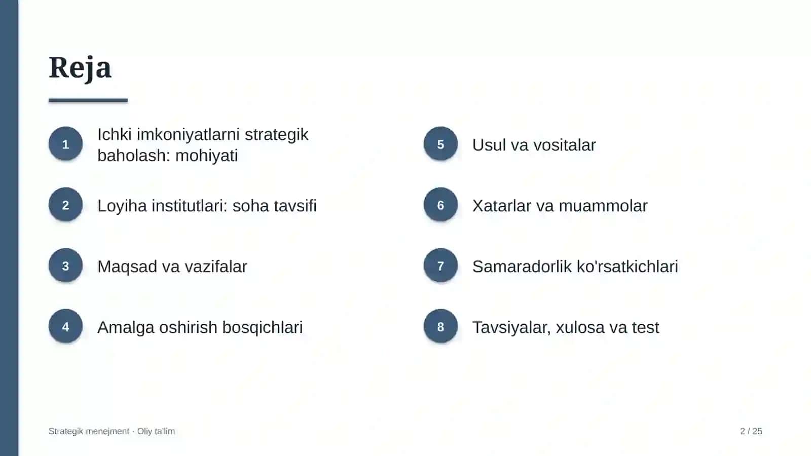 Loyiha institutlarida ichki imkoniyatlarni strategik baholash 2