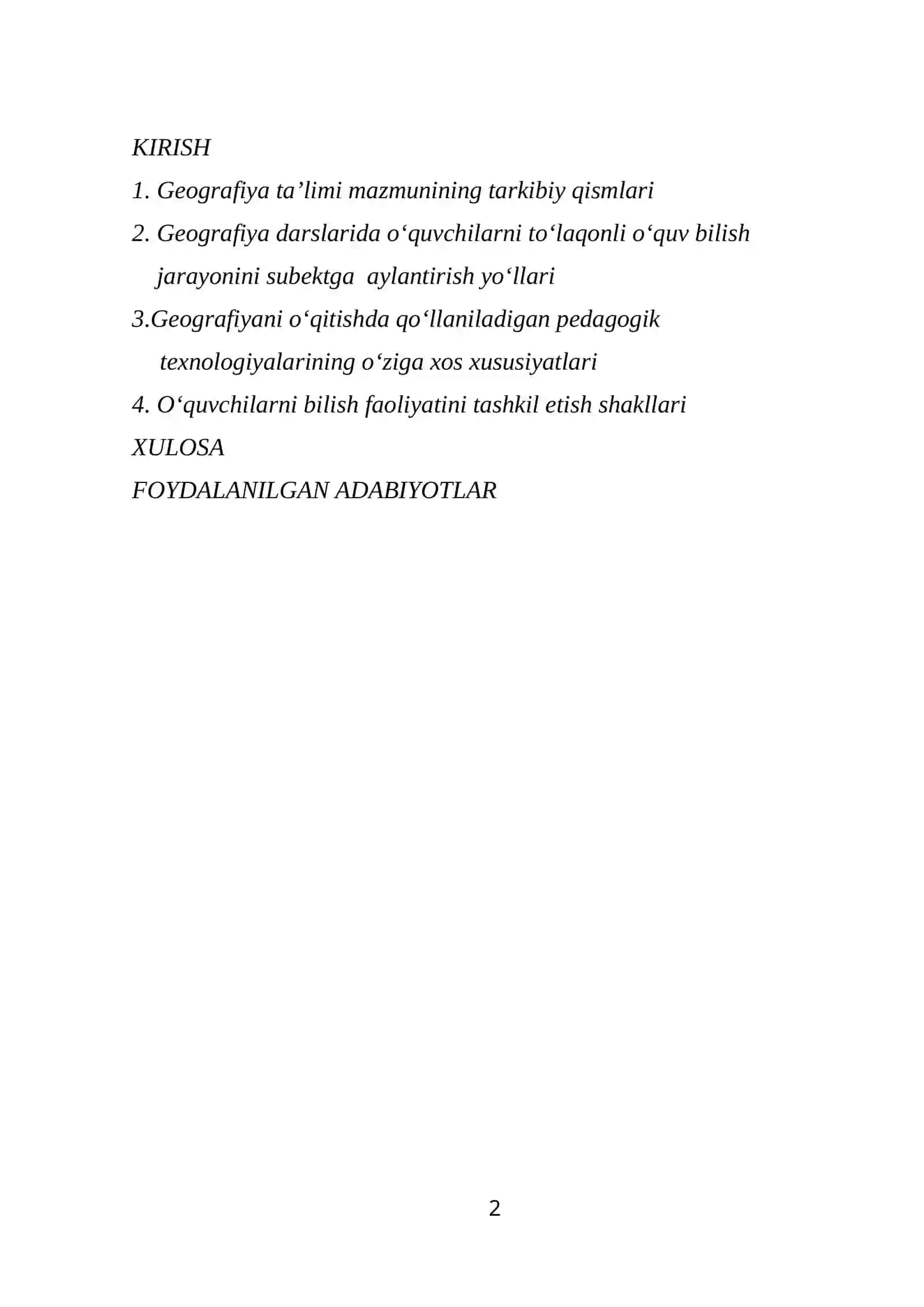 Geografiyani o‘qitishda o‘quvchilarning bilish faoliyatini tashkil etish va boshqarish yo‘llari 2
