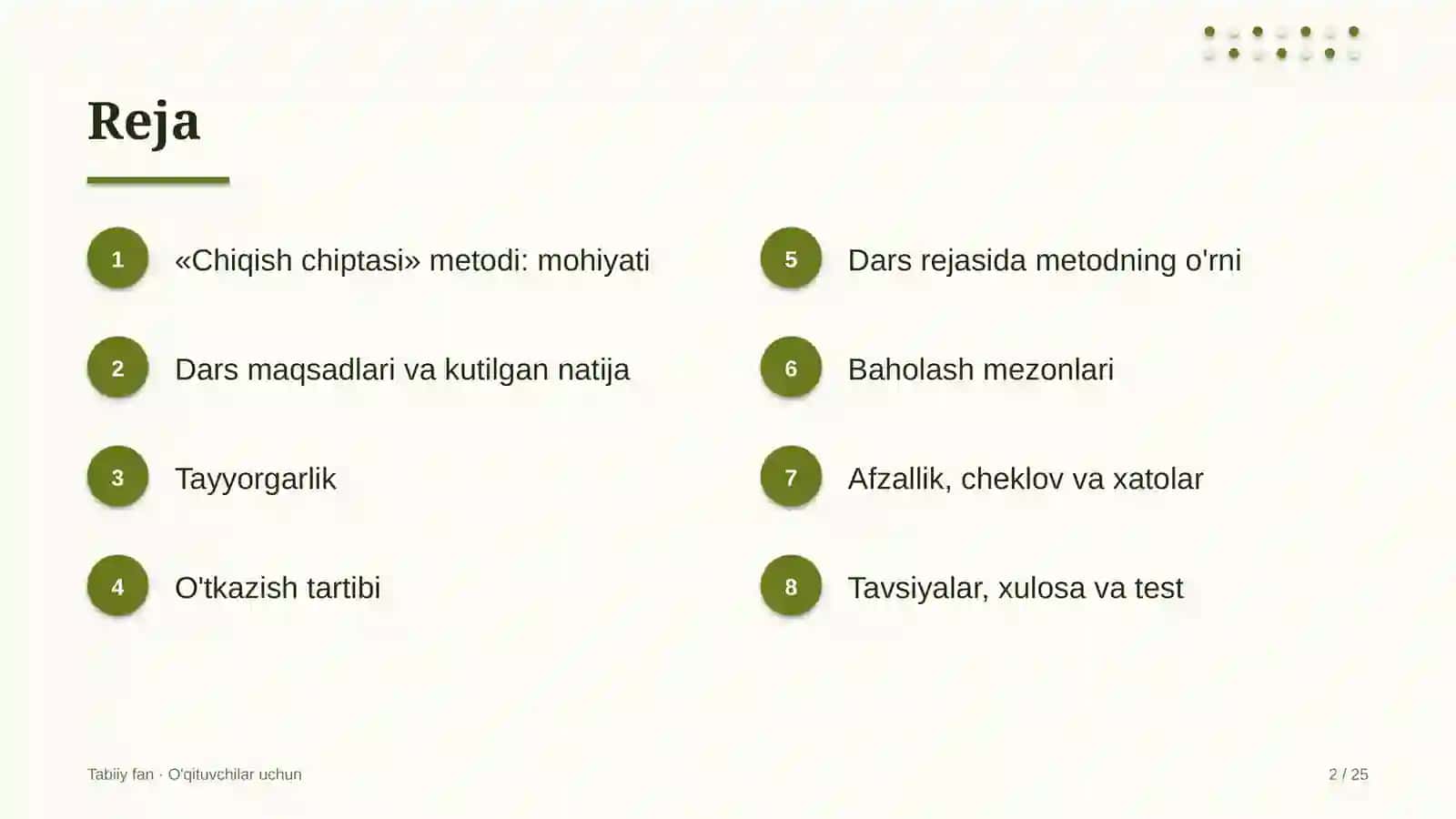 tabiiy fan darslarida chiqish chiptasi metodidan foydalanish 9140 2