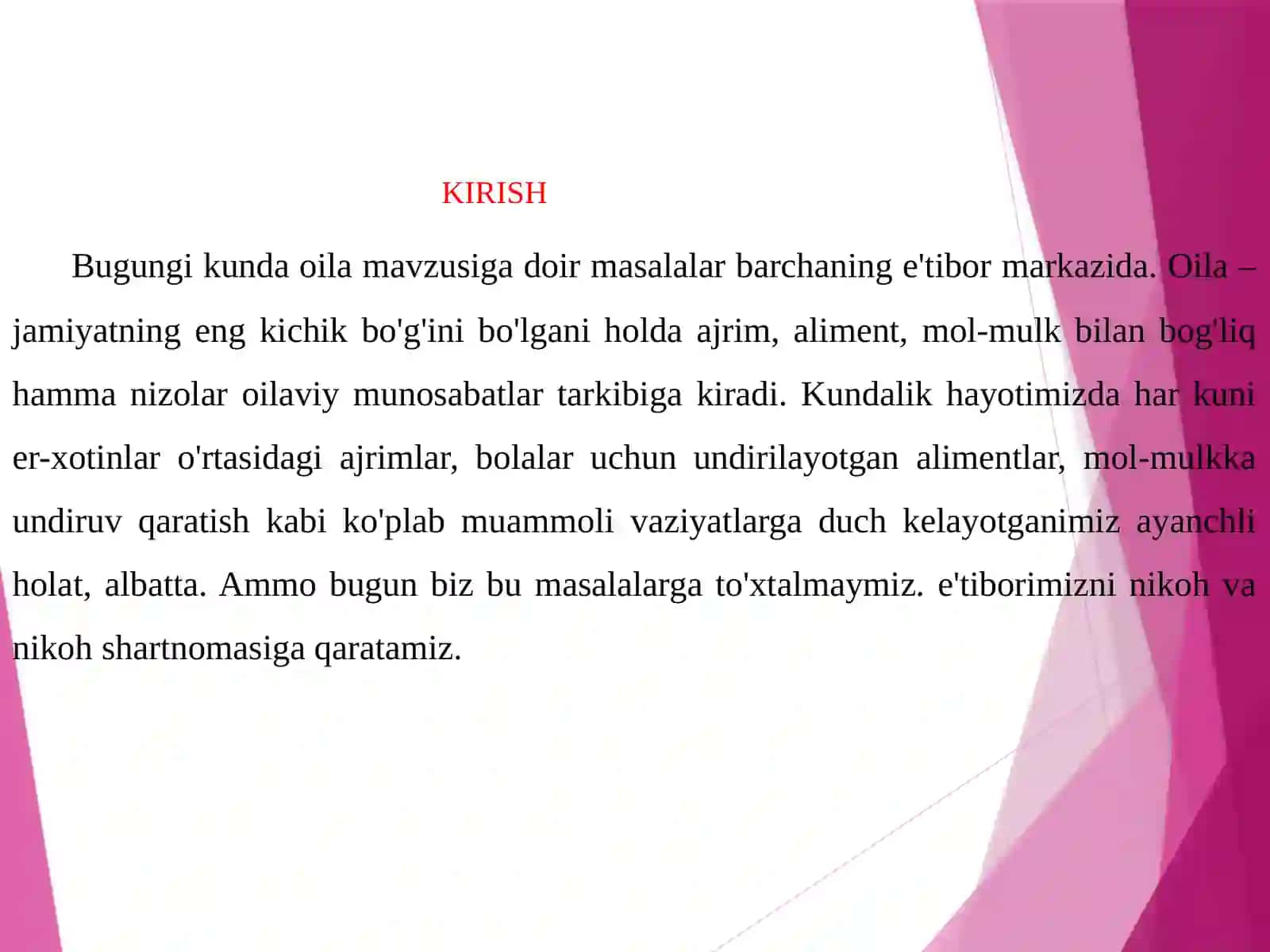 Nikoh tuzish tartibi va shartlari 2