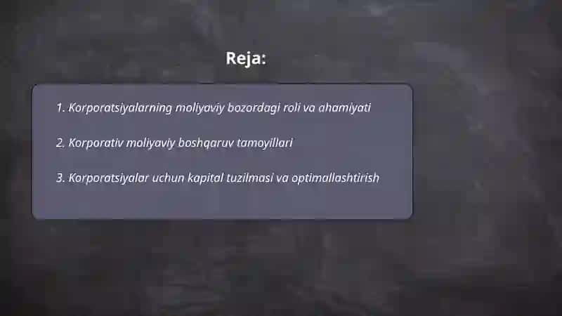 Korporatsiyalar moliyaviy bozorda kapitalni jalb qilish 2