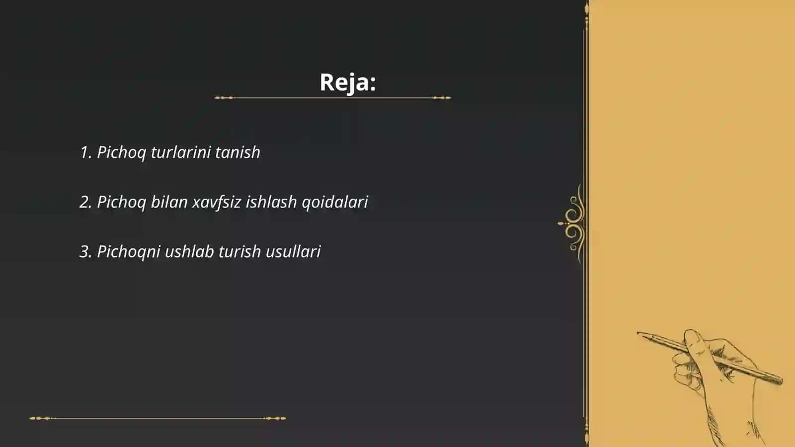 Texnologiya darslarida pichoqdan foydalanish qoidalari 2