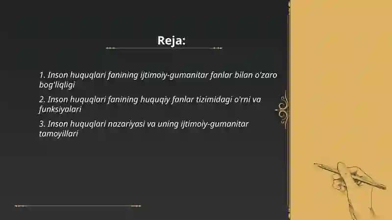 Inson huquqlari fanining ijtimoiy gumanitar va huquqiy fanlar tizimida tutgan o'rni 2