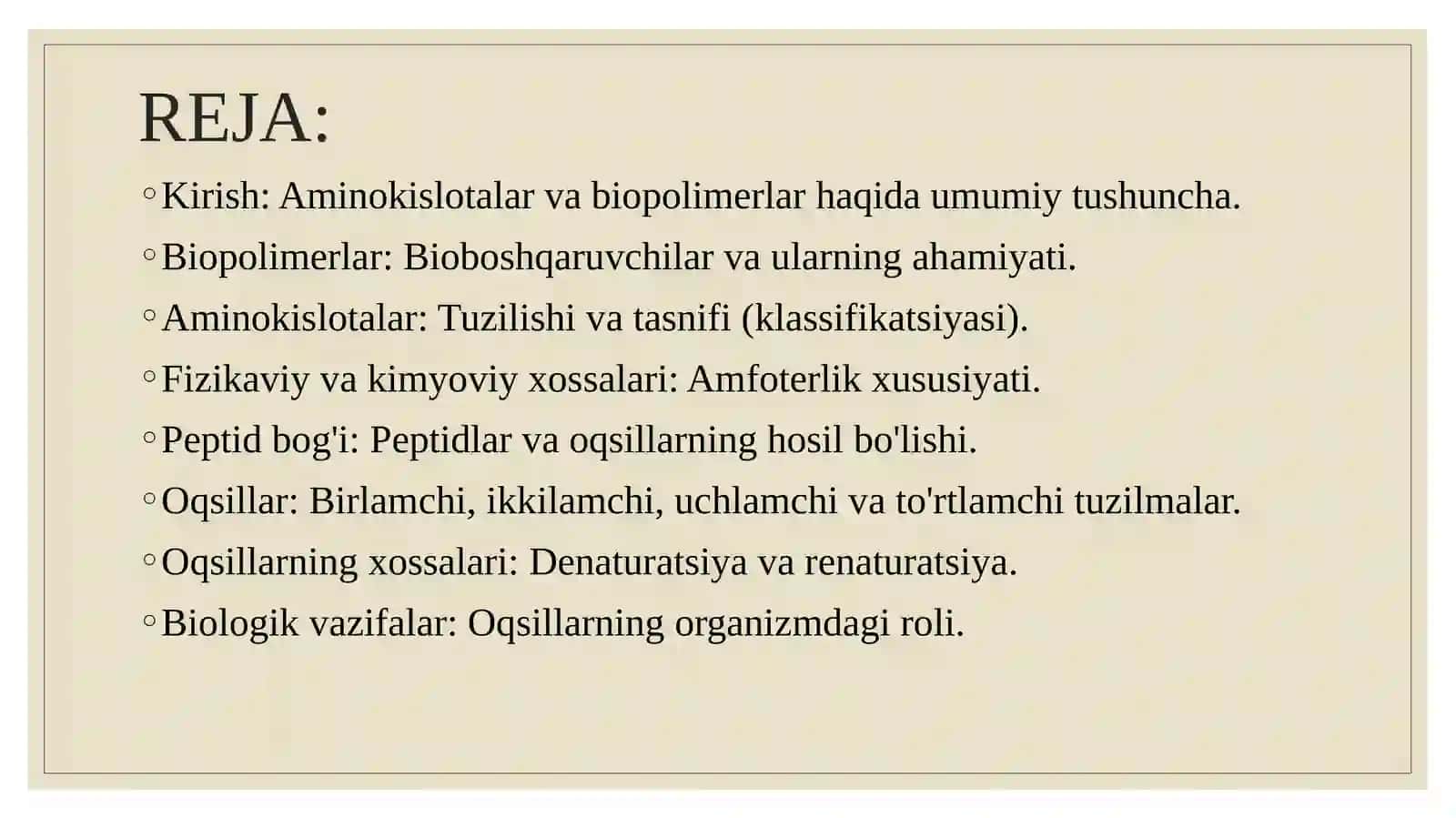 Amina kislotalar xossalar 2