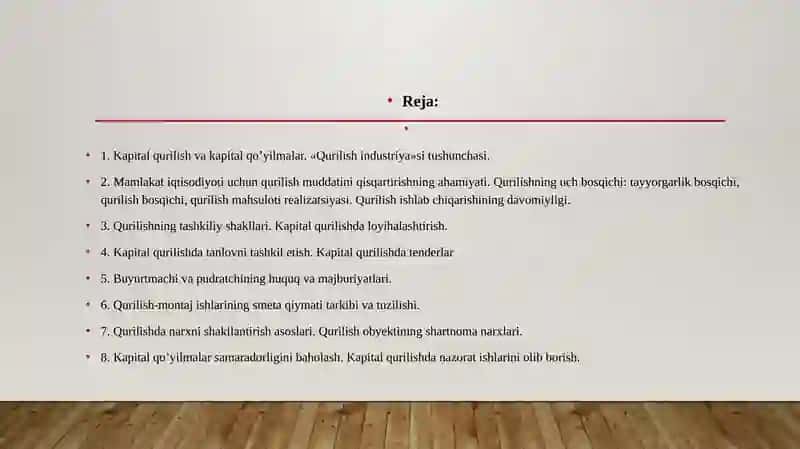 Investitsiya faoliyatida kapital qurilish 2