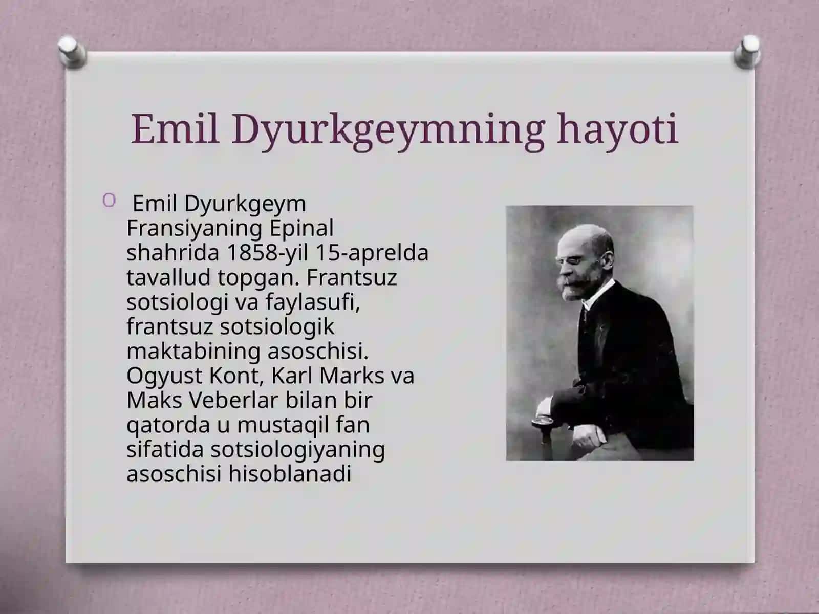 Emil Dyurkgeymning «Ijtimoiy mehnat taqsimoti» asari 2