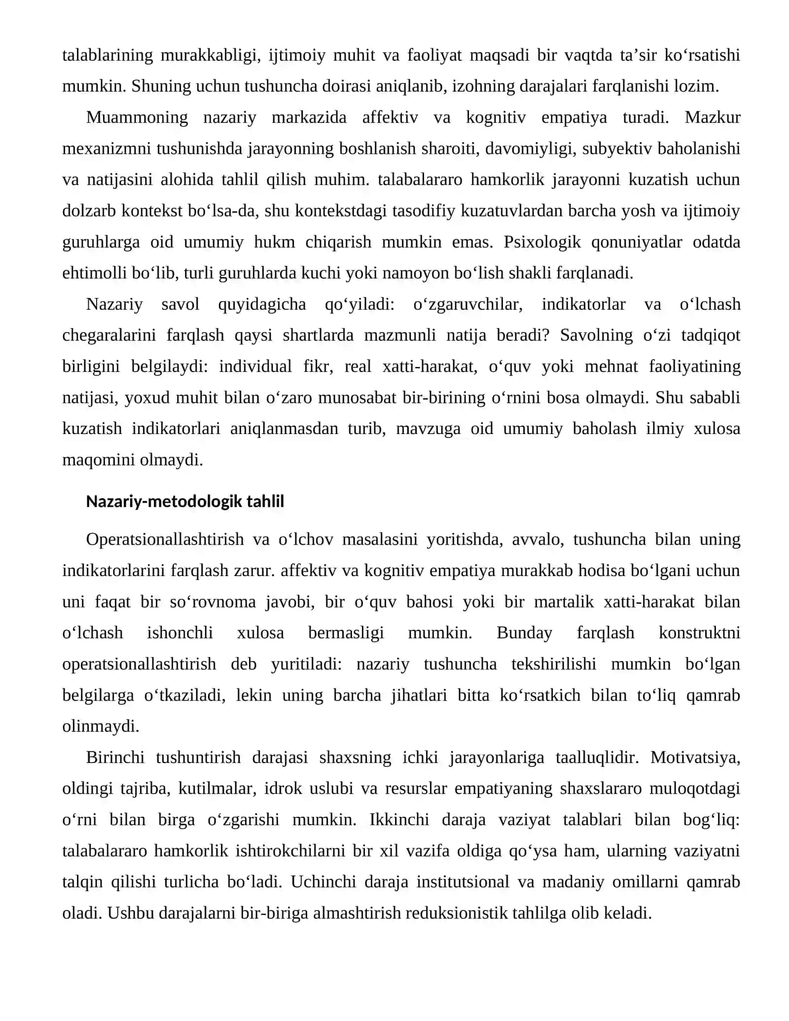 EMPATIYANING SHAXSLARARO MULOQOTDAGI O‘RNI — BAHOLASH VA DIAGNOSTIKA MASALALARI 2