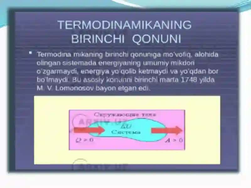 termodinamikaning 1-qonuni 2