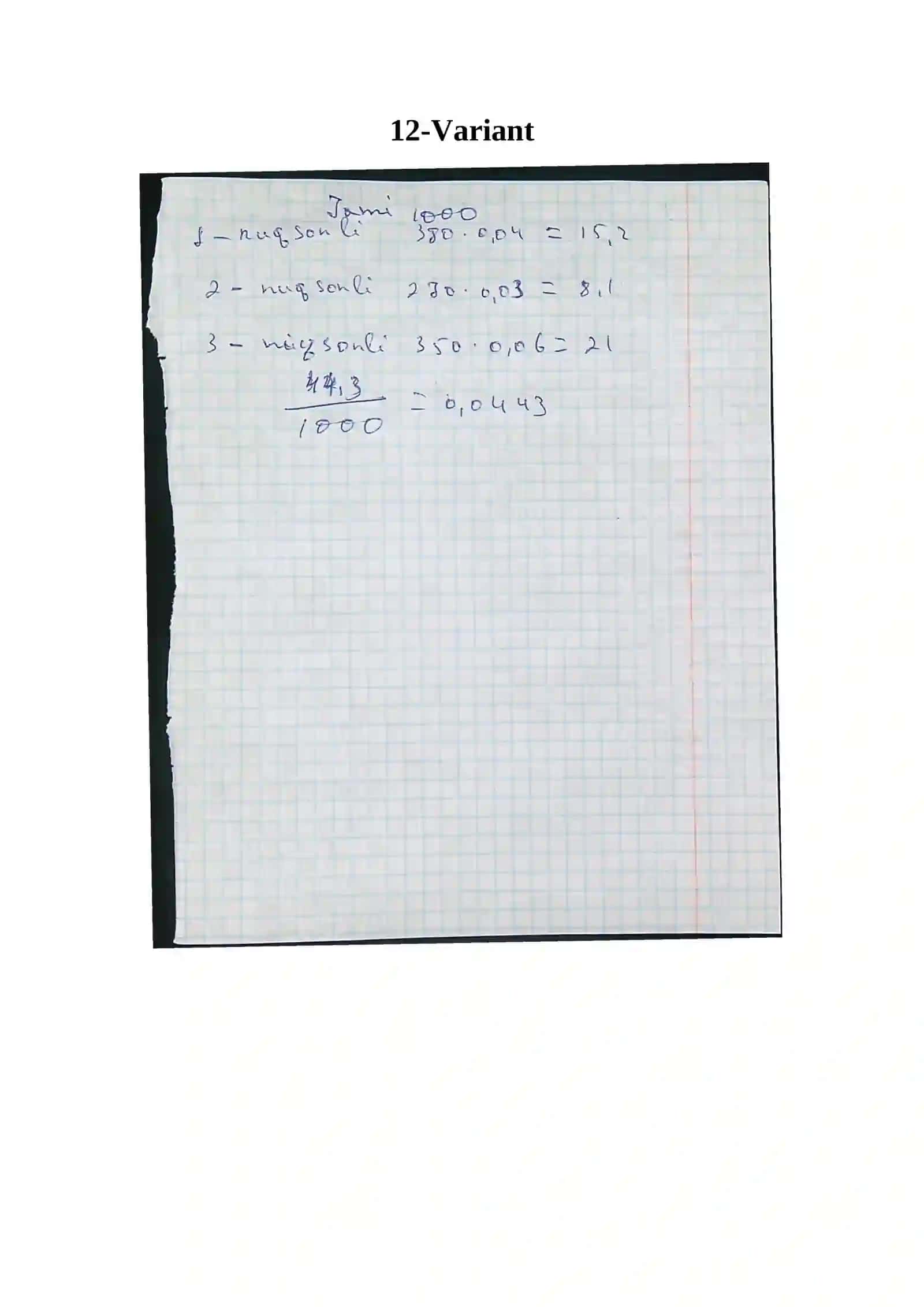 Ehtimollik va statistika MUSTAQIL ISH 2 2