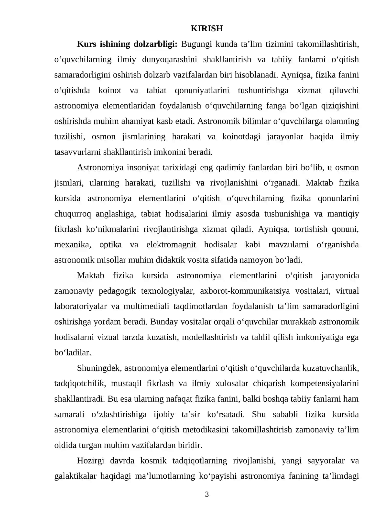 MAKTAB FIZIKA KURSIDA ASTRONOMIYA ELEMENTLARINI O‘QITISHNING NAZARIY-METODIK ASOSLARI 2