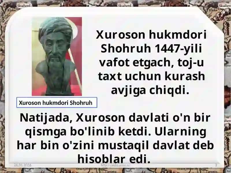 XV asr oxiri-XVI asr boshlarida Turkistonda siyosiy vaziyat. 2