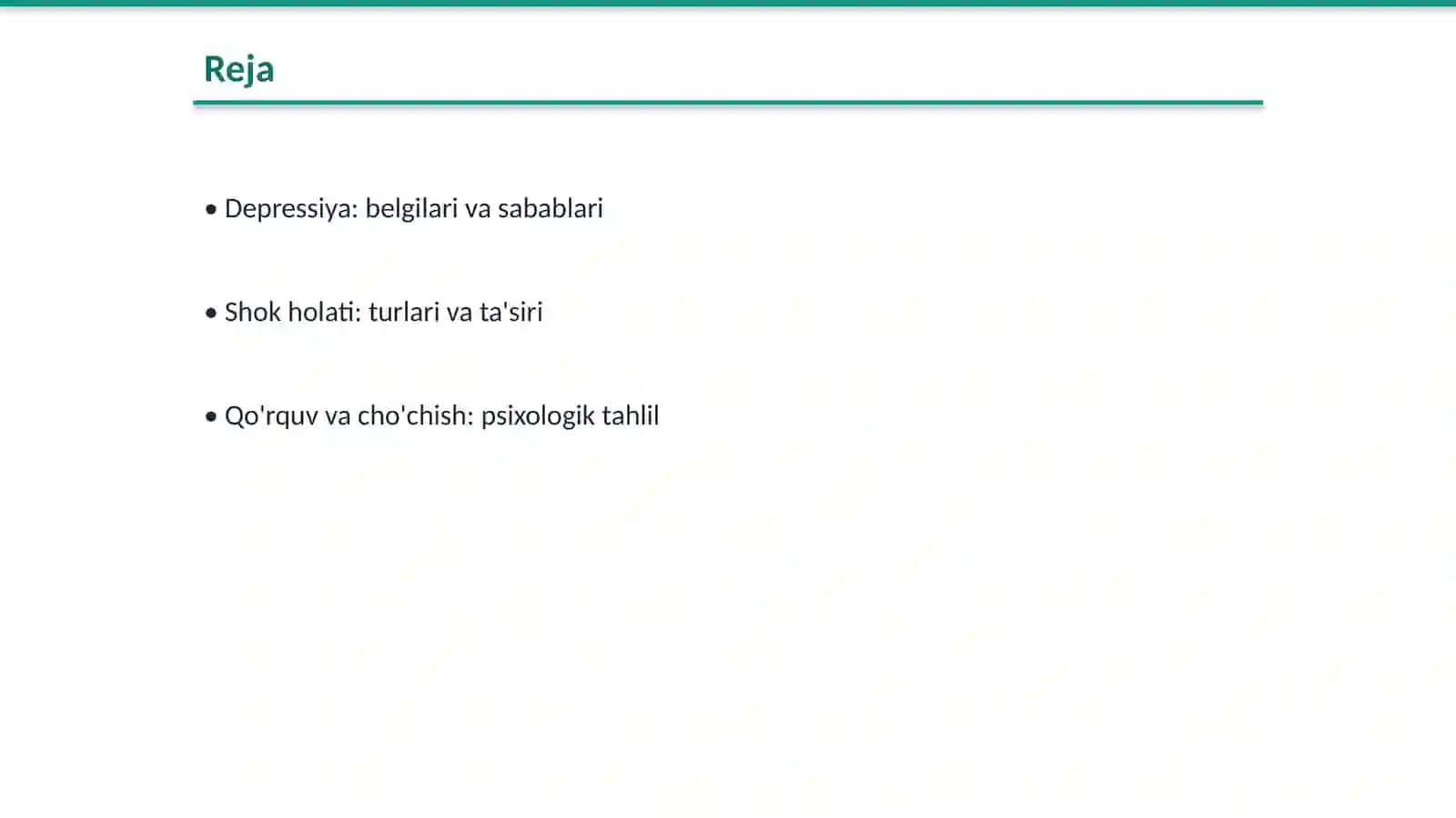 Bemorlarning ruhiy holati. «Depressiya, shok, qo'rquv, cho'chish, ipoxondriya, o'zini aybdor xis qilish» suitsidal fikrlash 2