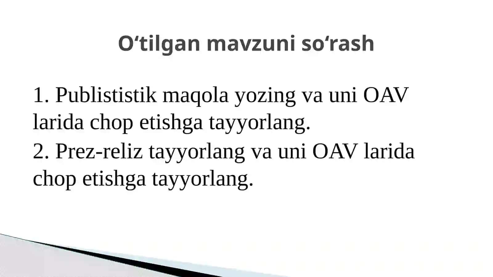 Muloqot texnikasi va texnologiyasi 2