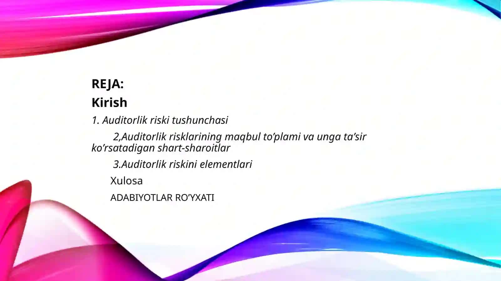 Bank auditida muhimlik tushunchasi va auditorlik riski 2