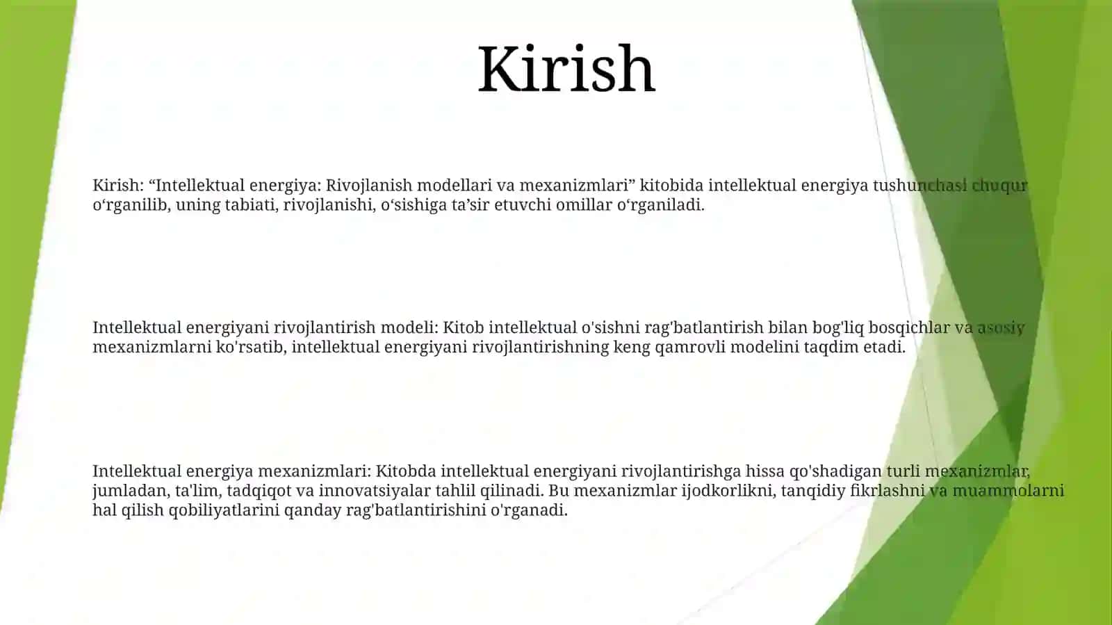Intellektual Energertika:Rivojlanish Modellari Va Mexanizimlari 2