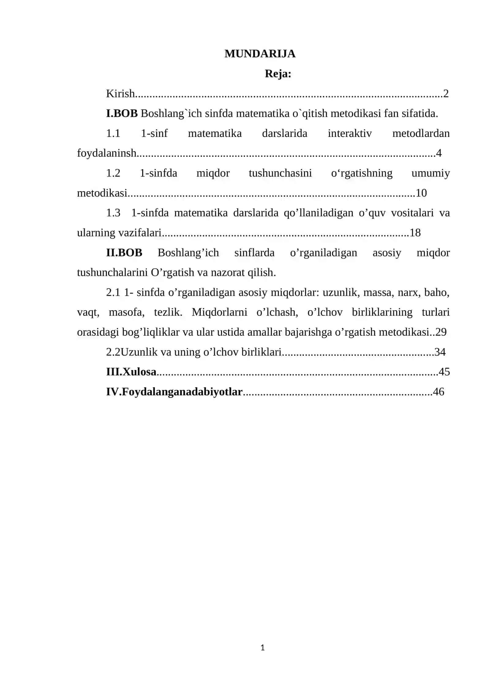 Matemetika o`qitish metodikasi 2