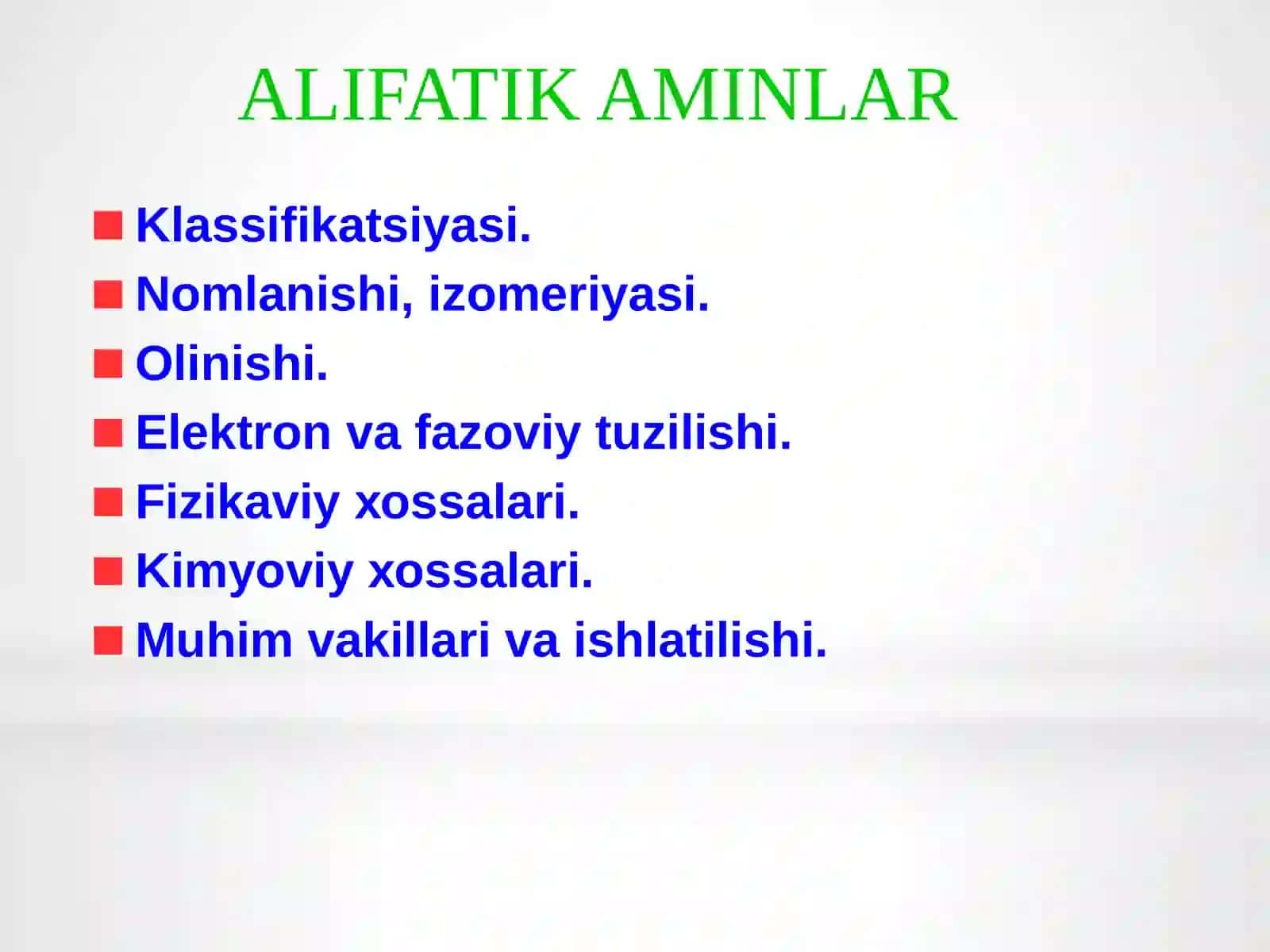 Kimyo fakulteti III kurs talabalari uchun multemidealim 2