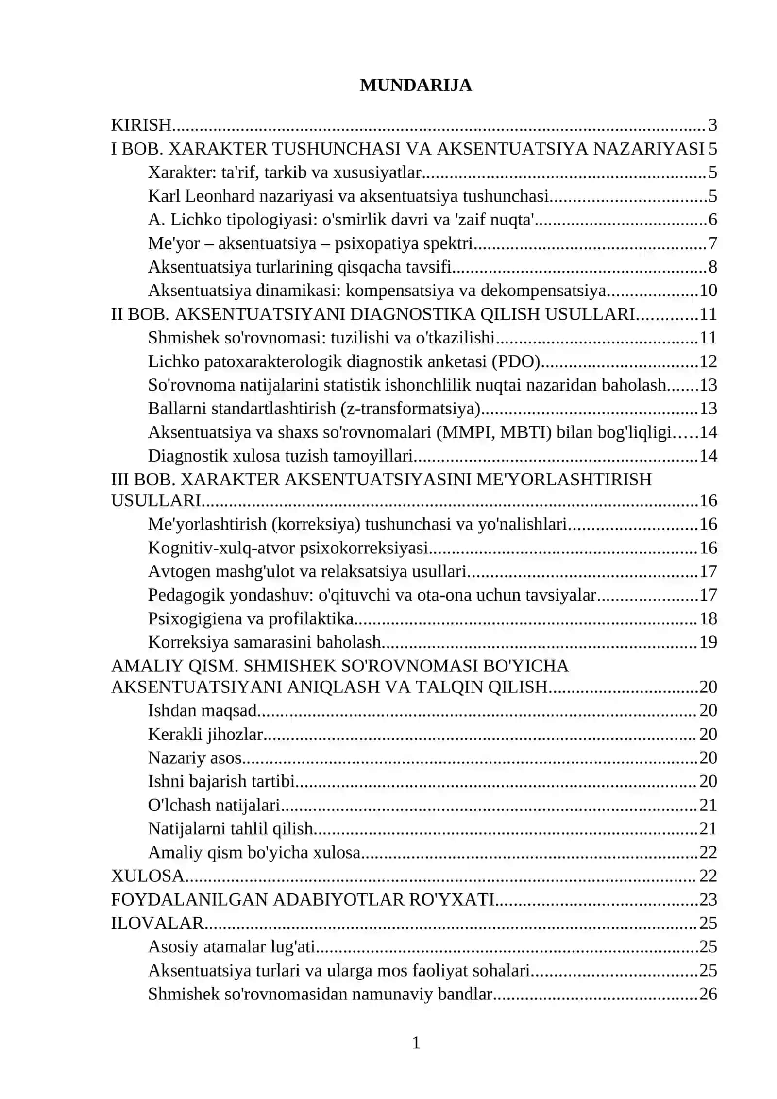 XARAKTER AKSENTUATSIYASI VA UNI ME'YORLASHTIRISH USULLARI 2