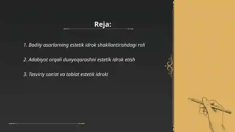 Badiiy asarlarning estetik idrok shakllantirishdagi roli 2